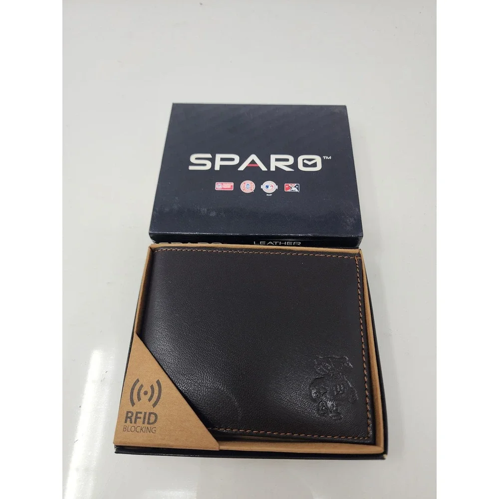 Sparo Mens Wisconsin Badgers Bifold Wallet Brown Leather Casual Size OS